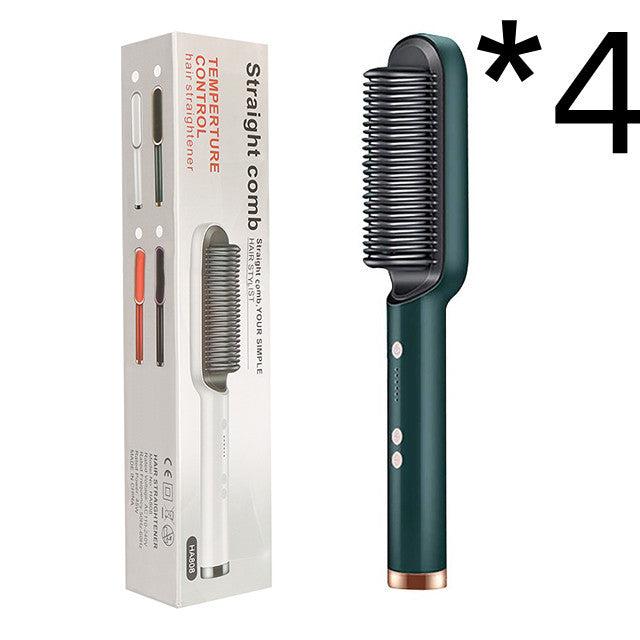 2-in-1 Hair Straightener & Curling Hot Comb – Negative Ion Brush