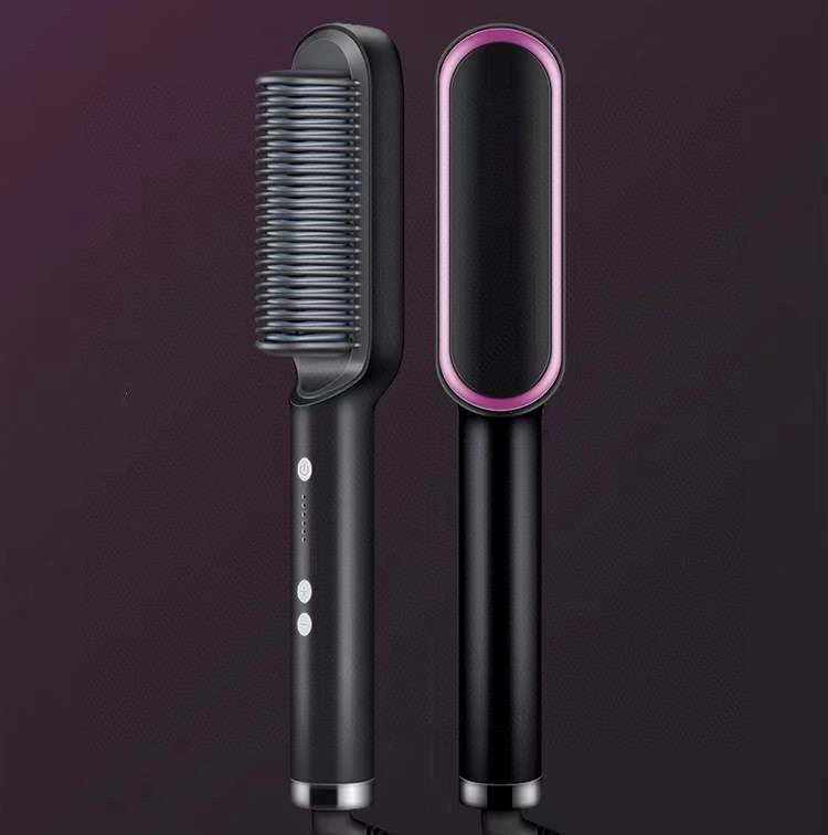2-in-1 Hair Straightener & Curling Hot Comb – Negative Ion Brush