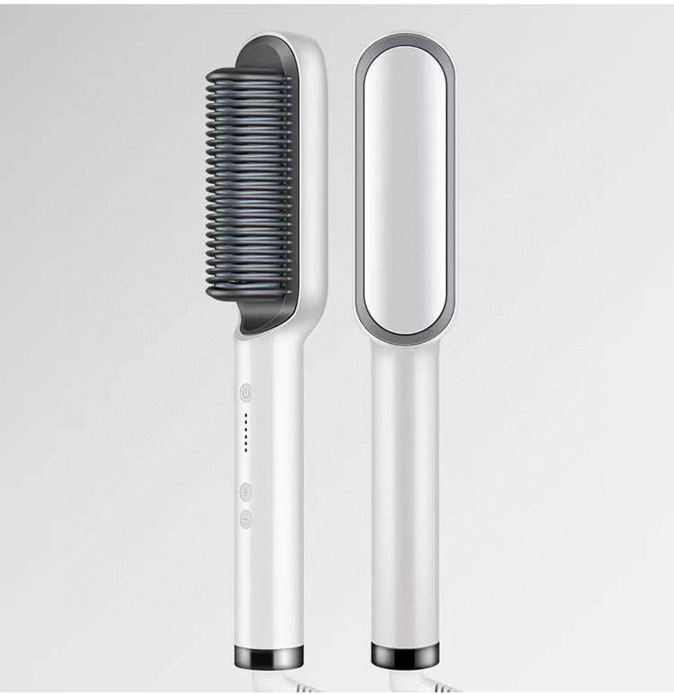 2-in-1 Hair Straightener & Curling Hot Comb – Negative Ion Brush