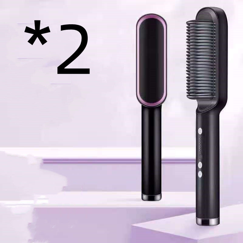 2-in-1 Hair Straightener & Curling Hot Comb – Negative Ion Brush