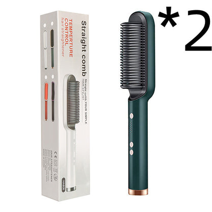 2-in-1 Hair Straightener & Curling Hot Comb – Negative Ion Brush