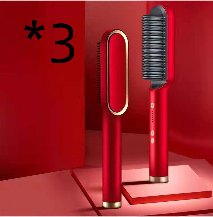 2-in-1 Hair Straightener & Curling Hot Comb – Negative Ion Brush