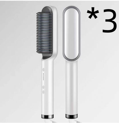 2-in-1 Hair Straightener & Curling Hot Comb – Negative Ion Brush