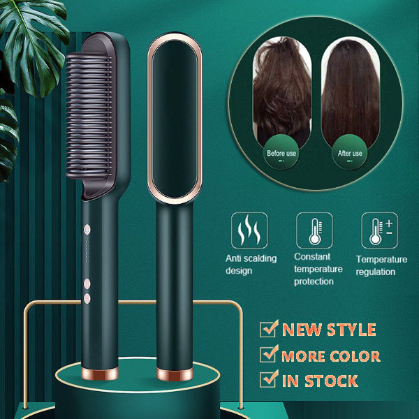 2-in-1 Hair Straightener & Curling Hot Comb – Negative Ion Brush