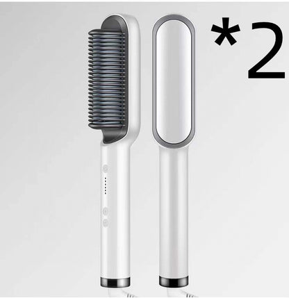 2-in-1 Hair Straightener & Curling Hot Comb – Negative Ion Brush
