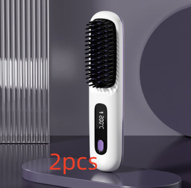 2-in-1 Wireless Hair Straightener & Curler Brush