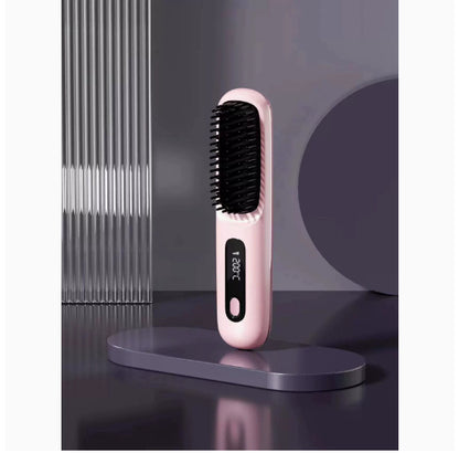 2-in-1 Wireless Hair Straightener & Curler Brush