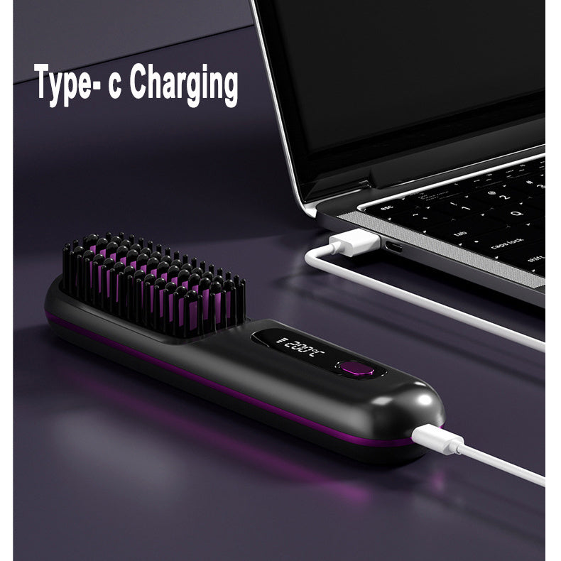2-in-1 Wireless Hair Straightener & Curler Brush