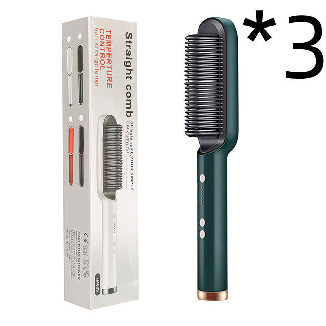 2-in-1 Hair Straightener & Curling Hot Comb – Negative Ion Brush