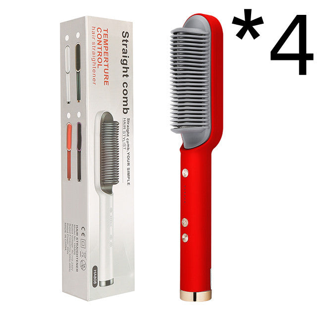 2-in-1 Hair Straightener & Curling Hot Comb – Negative Ion Brush