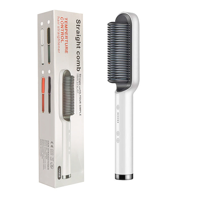 2-in-1 Hair Straightener & Curling Hot Comb – Negative Ion Brush