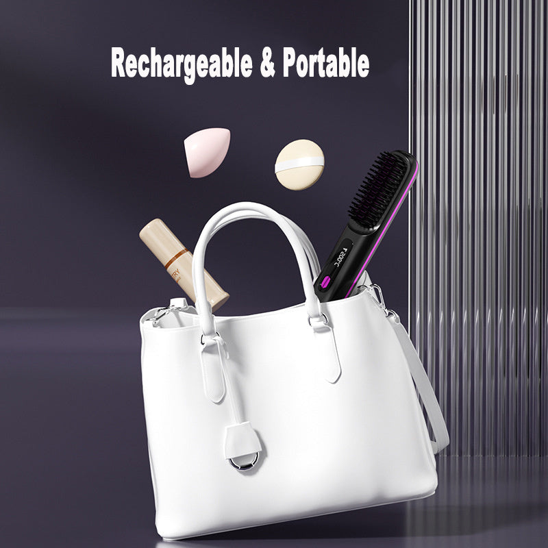 2-in-1 Wireless Hair Straightener & Curler Brush