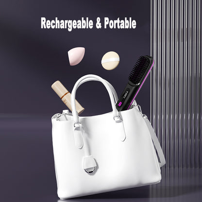 2-in-1 Wireless Hair Straightener & Curler Brush