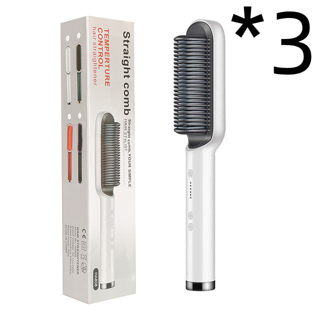 2-in-1 Hair Straightener & Curling Hot Comb – Negative Ion Brush