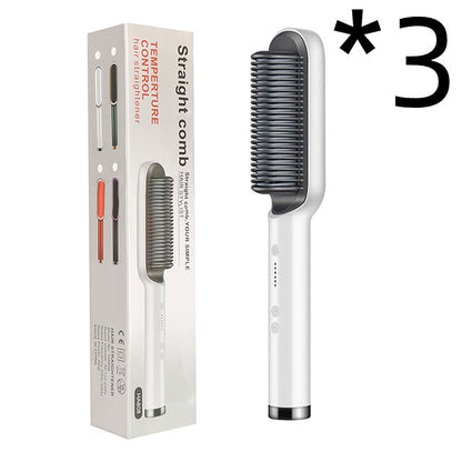 2-in-1 Hair Straightener & Curling Hot Comb – Negative Ion Brush