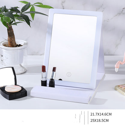 Portable LED Makeup Mirror – Folding Luminous Desktop Design