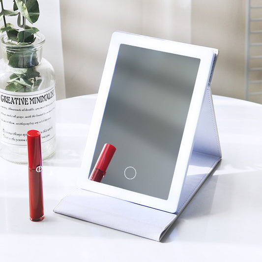 Portable LED Makeup Mirror – Folding Luminous Desktop Design