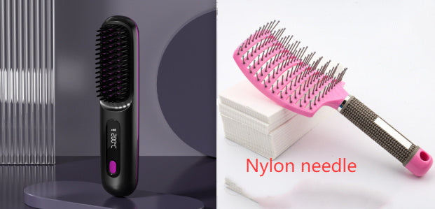 2-in-1 Wireless Hair Straightener & Curler Brush