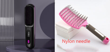 2-in-1 Wireless Hair Straightener & Curler Brush