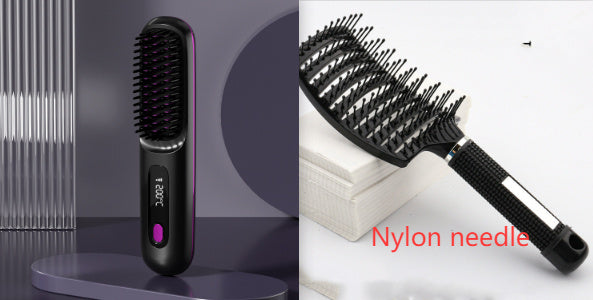 2-in-1 Wireless Hair Straightener & Curler Brush