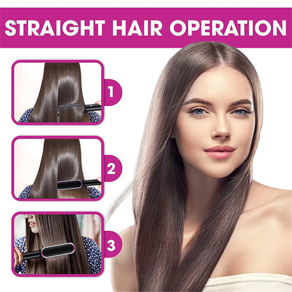 2-in-1 Hair Straightener & Curling Hot Comb – Negative Ion Brush