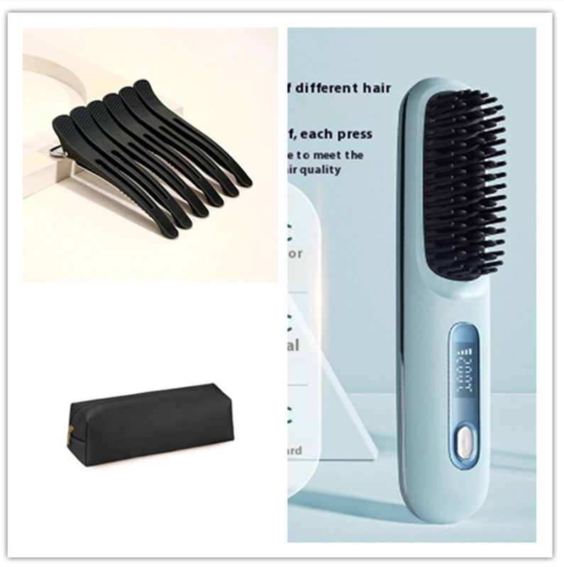 2-in-1 Wireless Hair Straightener & Curler Brush