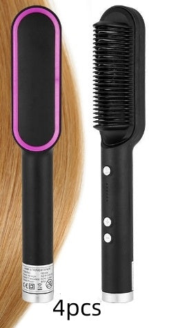 2-in-1 Hair Straightener & Curling Hot Comb – Negative Ion Brush