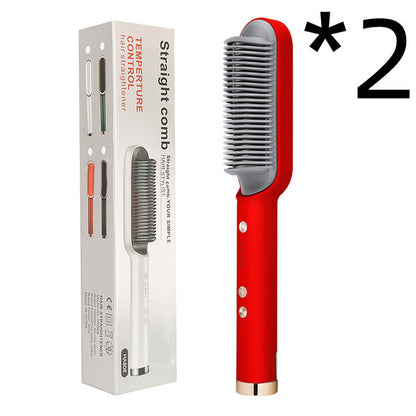2-in-1 Hair Straightener & Curling Hot Comb – Negative Ion Brush