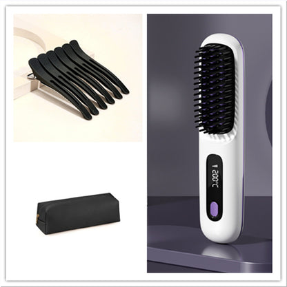 2-in-1 Wireless Hair Straightener & Curler Brush