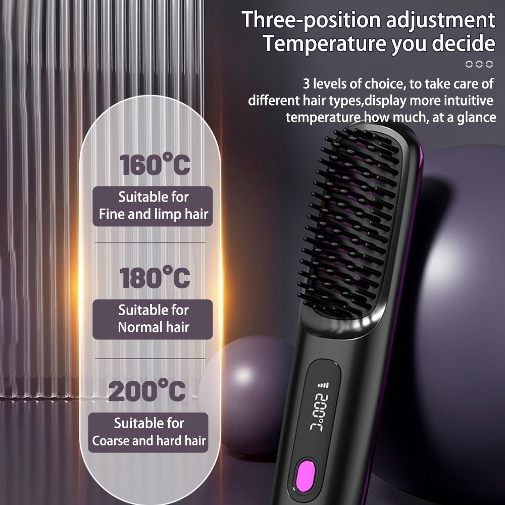 2-in-1 Wireless Hair Straightener & Curler Brush