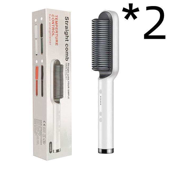 2-in-1 Hair Straightener & Curling Hot Comb – Negative Ion Brush