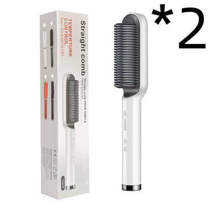 2-in-1 Hair Straightener & Curling Hot Comb – Negative Ion Brush
