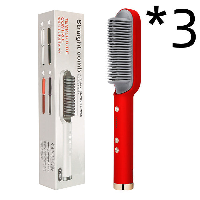 2-in-1 Hair Straightener & Curling Hot Comb – Negative Ion Brush